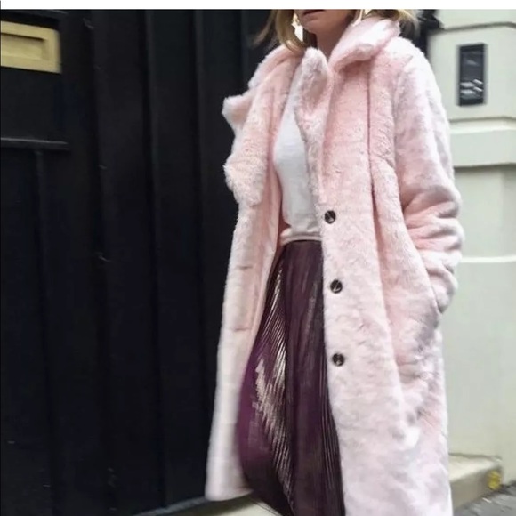 ZARA Soft pink long coat - Picture 1 of 9